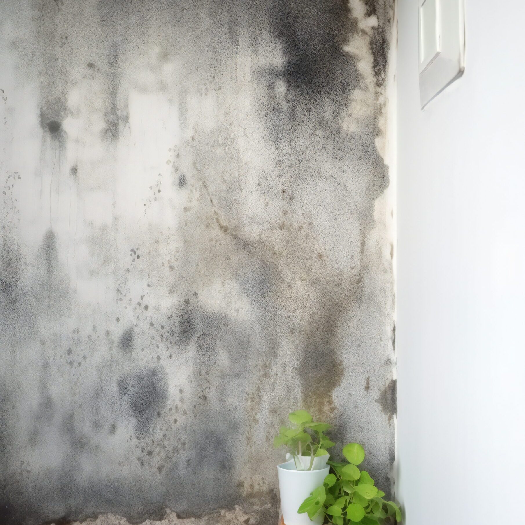 wall with rain damage due violent weather roof damage scaled